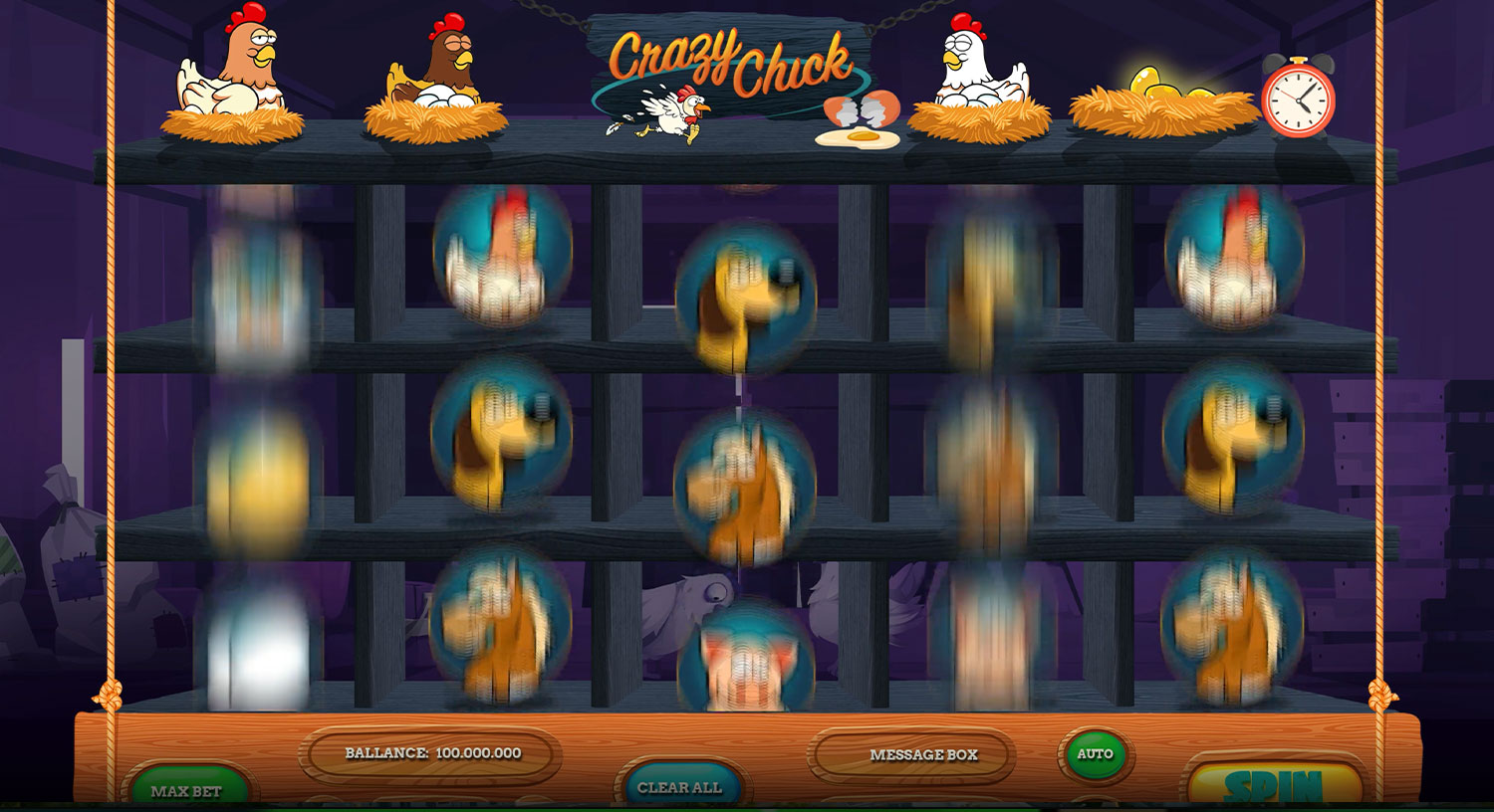 CrazyChick Game Interface Simulation
